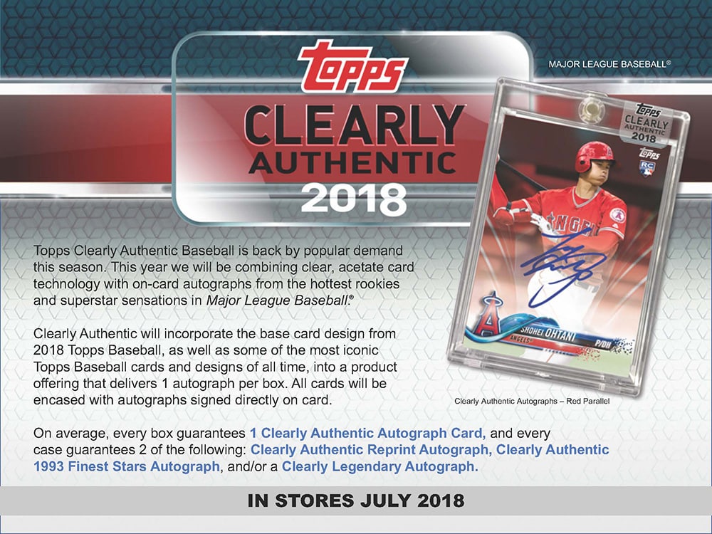 2018 TOPPS CLEARLY AUTHENTIC BASEBALL HOBBY BOX