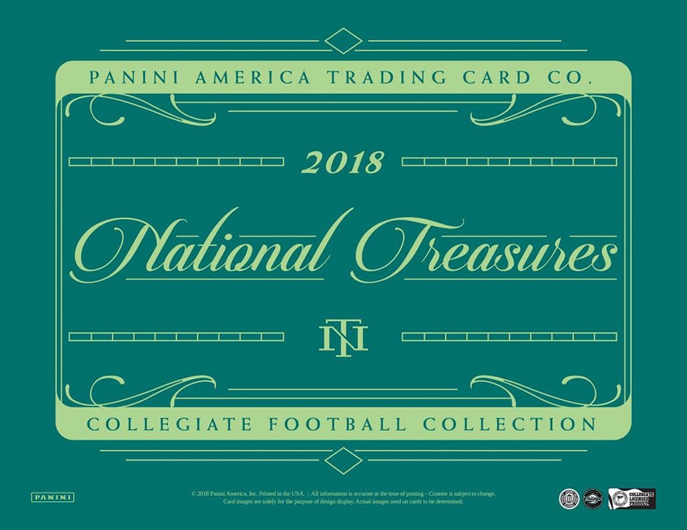 2018 PANINI NATIONAL TREASURES COLLEGIATE FOOTBALL HOBBY BOX