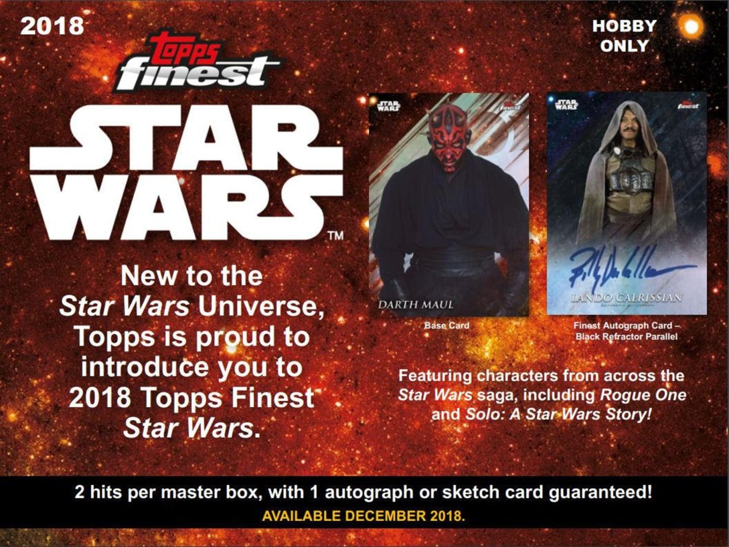 2018 TOPPS STAR WARS FINEST HOBBY BOX Breakaway Sports Cards