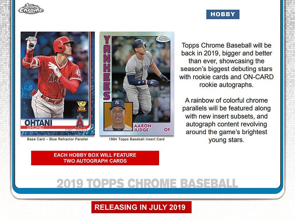 2019 TOPPS CHROME BASEBALL HOBBY BOX Breakaway Sports Cards