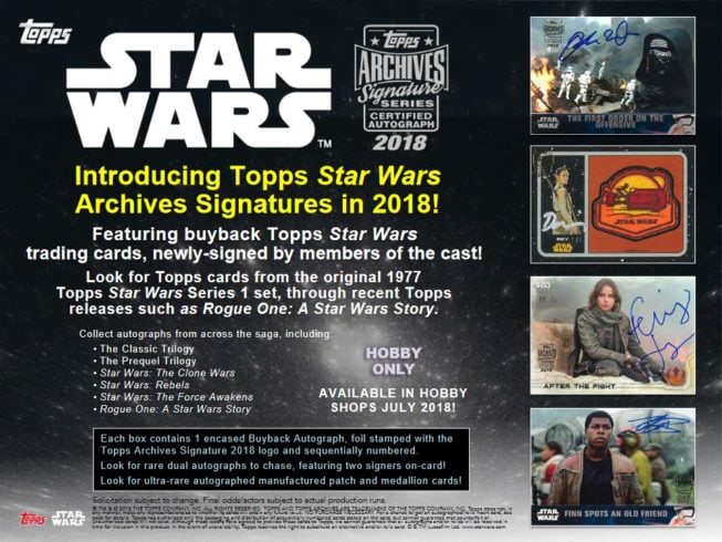 2018 topps star wars archives signature series