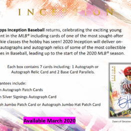 2020 Topps Inception Baseball Hobby Box