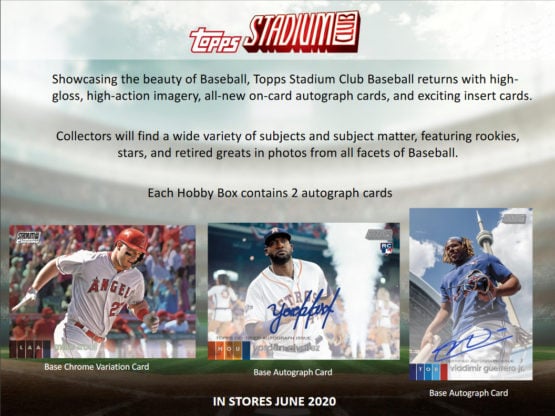 2020 Topps Stadium Club Baseball Hobby Box