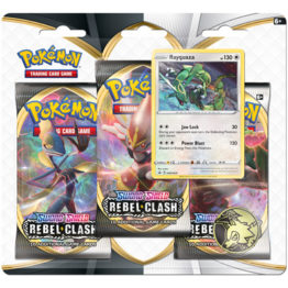 Pokemon Sword and Shield Rebel Clash Rayquaza 3 Pack Blister