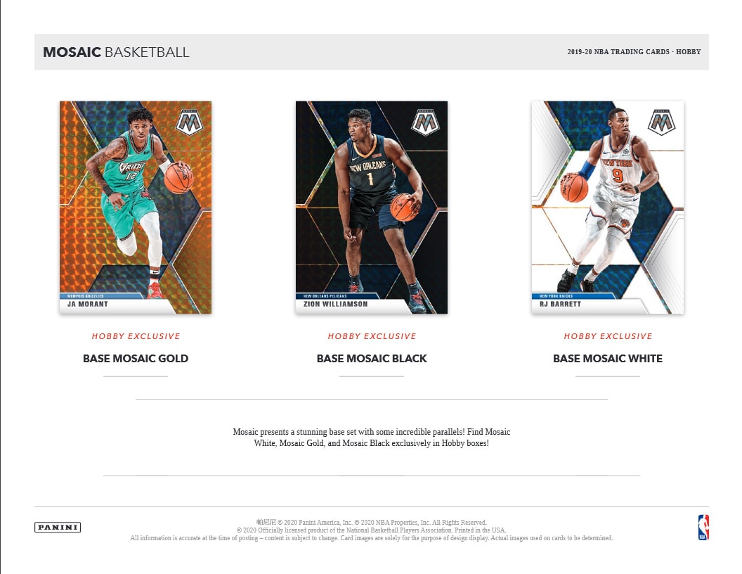 2019-20 PANINI MOSAIC BASKETBALL HOBBY BOX - Breakaway Sports Cards