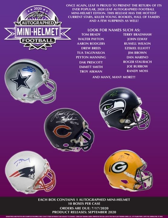 2020 Leaf Autographed Mini Football Helmet Box