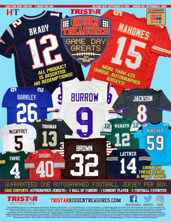 2020 TriStar Game Day Greats Autographed Football Jersey Box