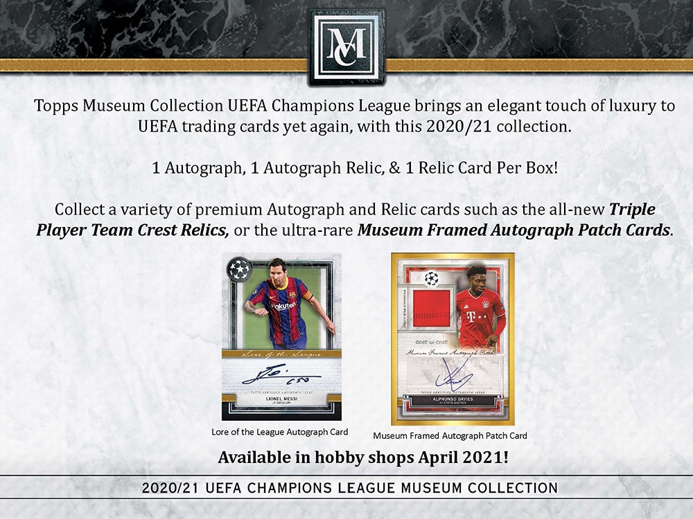 2020-21 TOPPS UEFA CHAMPIONS LEAGUE MUSEUM COLLECTION SOCCER HOBBY BOX
