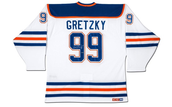 Upper Deck Wayne Gretzky Edmonton Oilers Autographed Blue Heroes of Hockey  CCM Jersey
