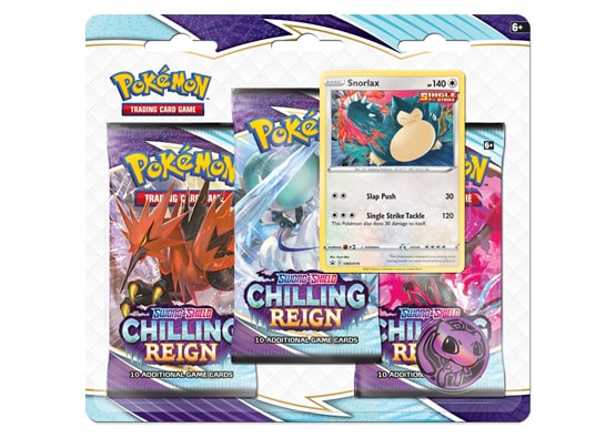 Pokemon Sword and Shield Chilling Reign Snorlax 3 Pack Blister