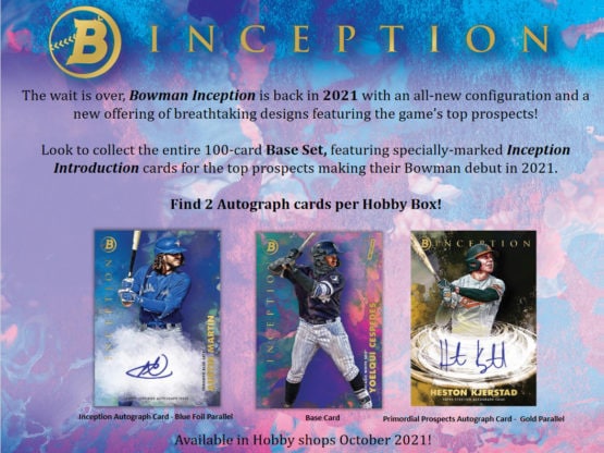 2021 Bowman Inception Baseball Hobby Box