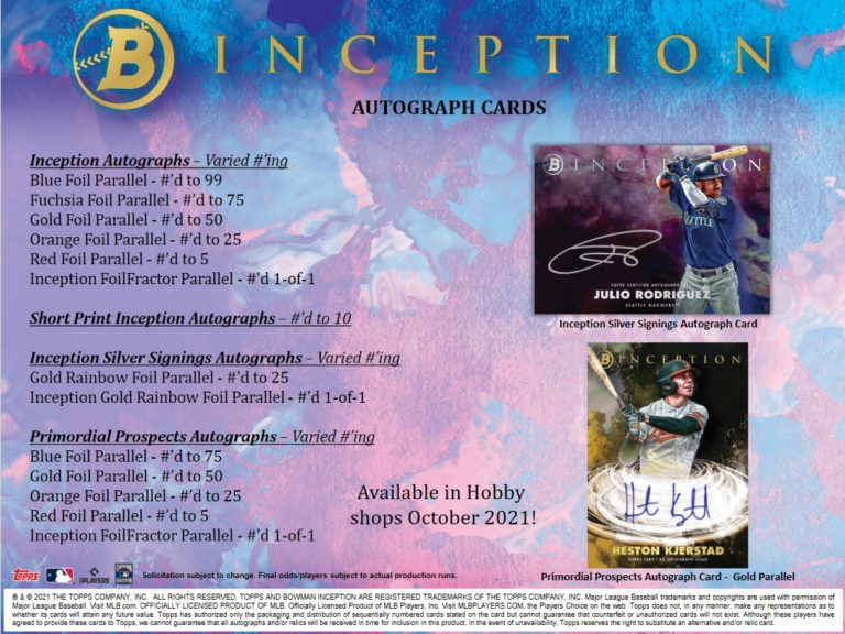 2021 BOWMAN INCEPTION BASEBALL HOBBY BOX Breakaway Sports Cards