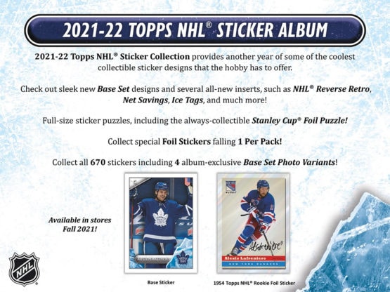 2021-22 Topps NHL Hockey Sticker Box