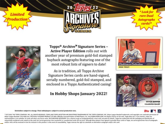 2022 Topps Archives Signature Series Baseball Hobby Box