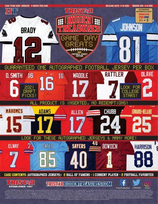 2021 TriStar Game Day Greats Autographed Football Jersey Series 3 Box