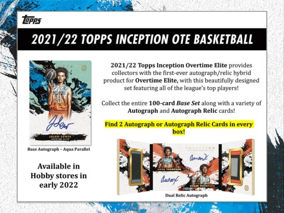 2021-22 Topps Overtime Elite Inception Basketball Hobby Box