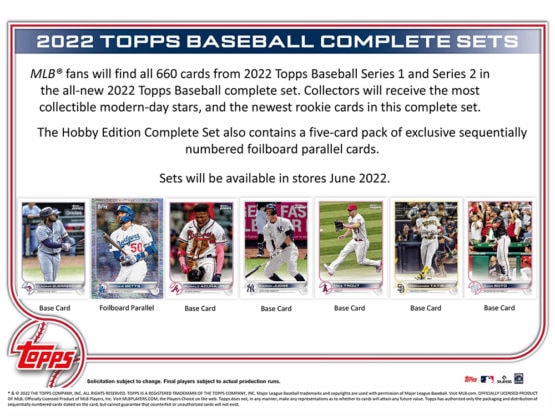 2022 Topps Complete Set Baseball Hobby Box