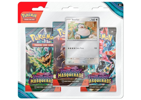 POKEMON SCARLET AND VIOLET TWILIGHT MASQUERADE SNORLAX 3 PACK BLISTER