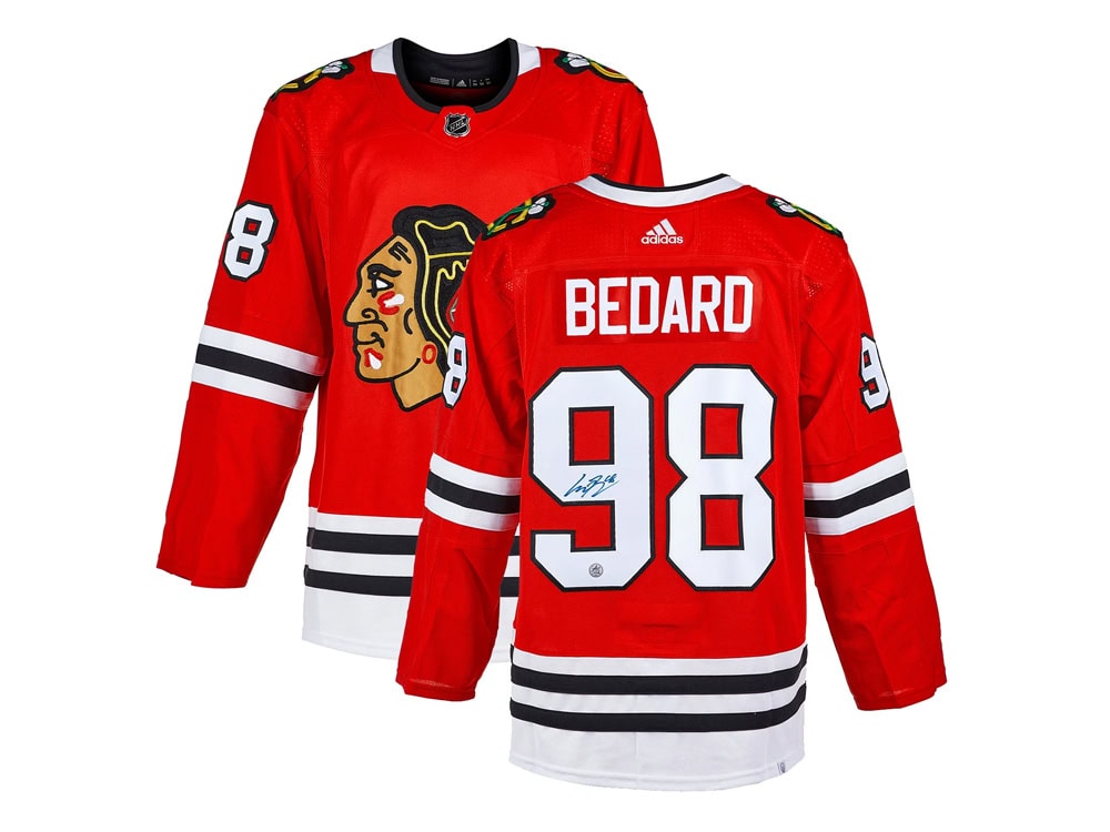CONNOR BEDARD AUTOGRAPHED CHICAGO BLACKHAWKS RED ADIDAS JERSEY