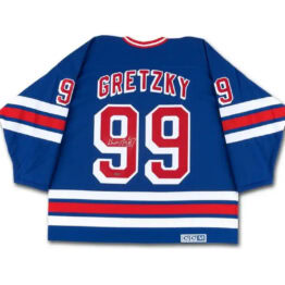 UDA Wayne Gretzky Autographed New York Rangers Vintage Throwback Blue CCM Jersey