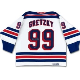 UDA Wayne Gretzky Autographed New York Rangers Vintage Throwback White CCM Jersey