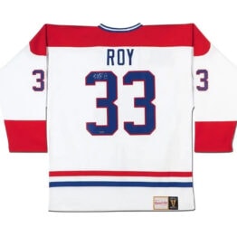 UDA Patrick Roy Autographed Montreal Canadiens White Mitchell & Ness Jersey