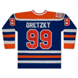 UDA Wayne Gretzky Autographed Vintage Rookie Season Blue Mitchell & Ness 1979-80 Edmonton Oilers Jersey