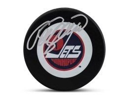UDA Teemu Selanne Autographed Winnipeg Jets Rubber Hockey Puck