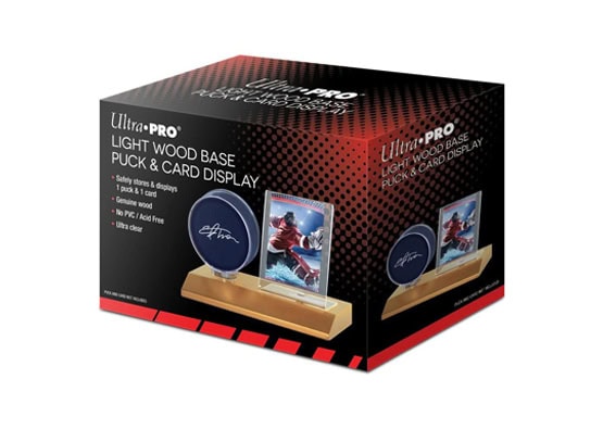 ULTRA PRO LIGHT WOOD HOCKEY PUCK AND CARD DISPLAY