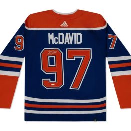UDA Connor McDavid Autographed 2024 Edmonton Oilers Adidas Royal Blue Jersey