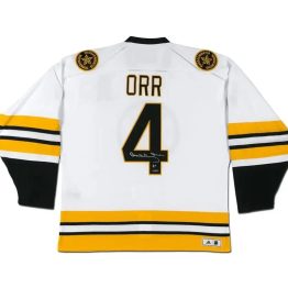 UDA Bobby Orr Autographed Boston Bruins Heroes of Hockey Authentic White Jersey