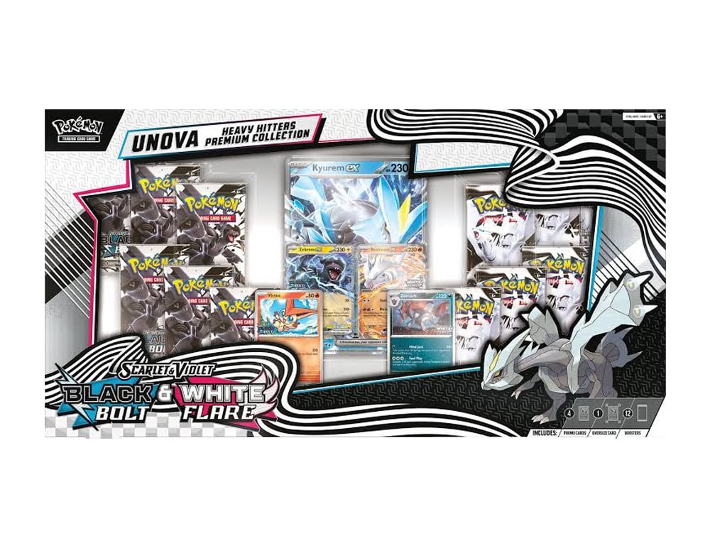 Pokemon Unova Heavy Hitters Box Pokemon Scarlet and Violet Black Bolt & White Flare Unova Heavy Hitters Premium Collection Box