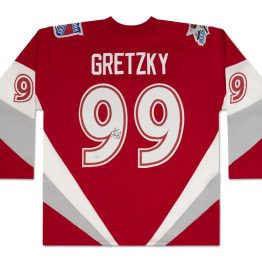 UDA Wayne Gretzky Autographed Vintage Throwback Red Mitchell & Ness 1999 All-Star Game Jersey